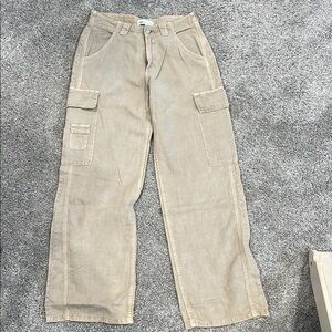 Zara Tan Wide Leg Cargo Pants